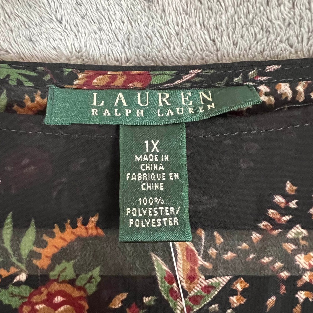NWT Lauren Ralph Lauren Blouse Womens 1X Boat Neck Paisley Long Sleeve - Picture 3 of 9
